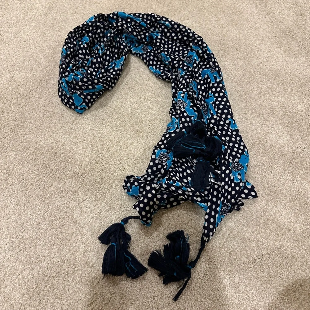 Crown & Ivy Polka Dot Scarf with Blue Accents